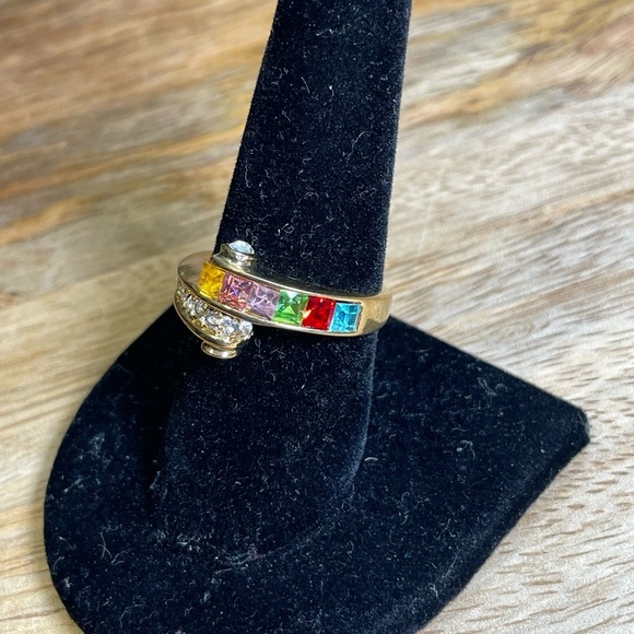 Vintage Deadstock 18KT Gold Filled Ring with Natural Tourmaline & Quartz Crystal - Picture 6 of 8